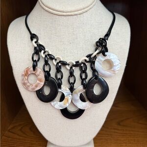 Black and Cream Statement Necklace and Earring Set